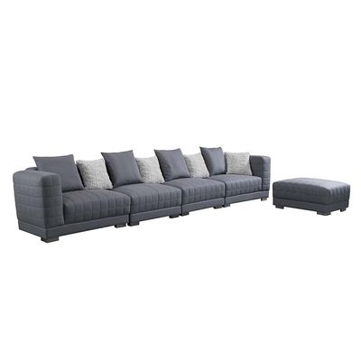 Calgary 4-Seater Fabric Sofa with Stool - Grey - With 5-Year Warranty